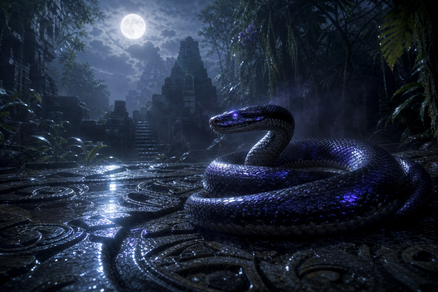 DreamVis cinematic illustration — What Does It Mean to Dream About Snakes?