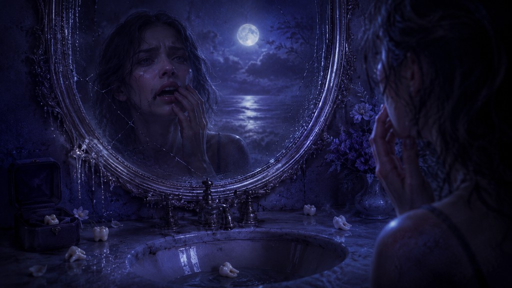 DreamVis cinematic illustration — What Does It Mean to Dream About Teeth Falling Out?